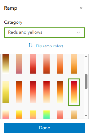 Orange 4 color ramp in the Ramp window