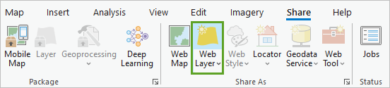 Web Layer button on the Share ribbon