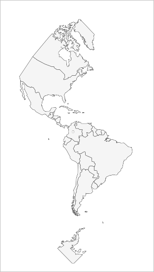 Map of South America and parts of North America and Antarctica