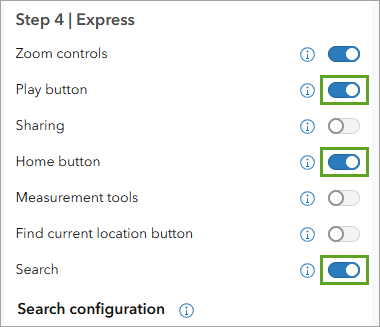 Play button, Home button, and Search tools turned on in the Interactivity settings.