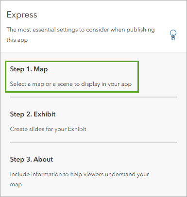 Step 1 Map in the Express pane