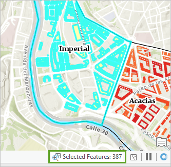 All buildings in the Imperial neighborhood selected on the map