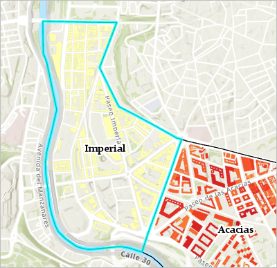 Imperial neighborhood selected on the map