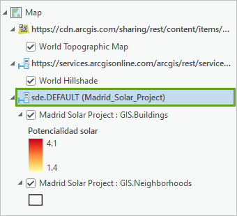 Madrid Solar Project data source selected in the Contents pane