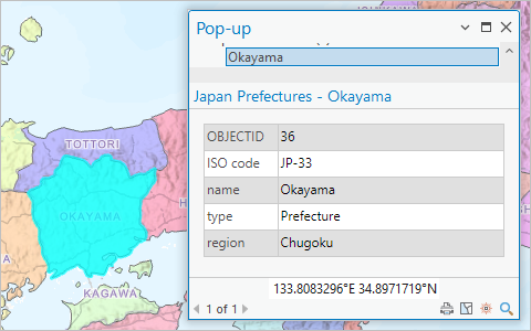 Pop-up for Okayama prefecture
