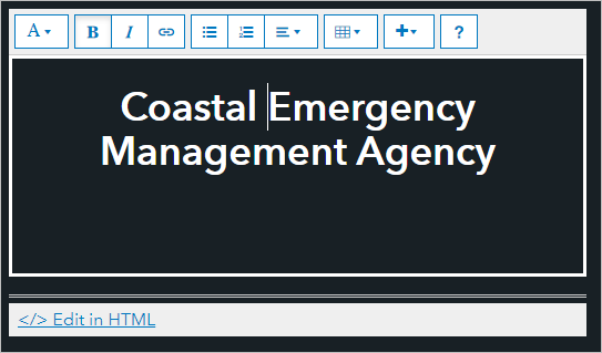 Coastal Emergency Management Agency text block