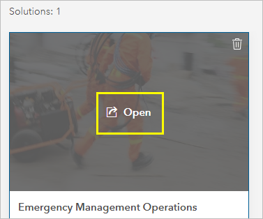 Open button on the solution card