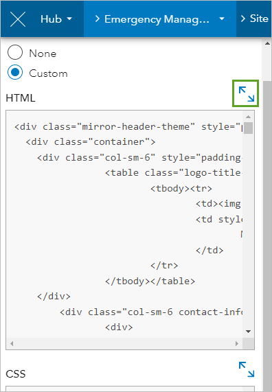 Edit in HTML editor button