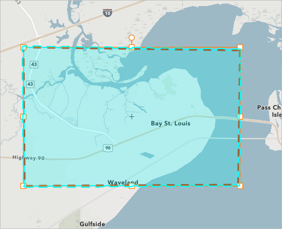 A polygon representing the impacted area is drawn on the map.