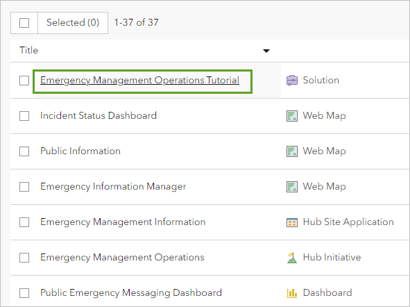 Emergency Management Operations Tutorial renamed solution