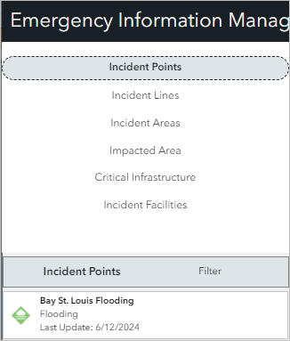 Incident Points list