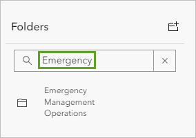 Folder search showing Emergency and results