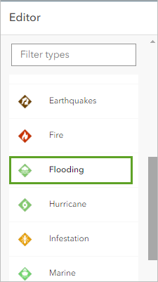 Flooding feature type in the Editor pane