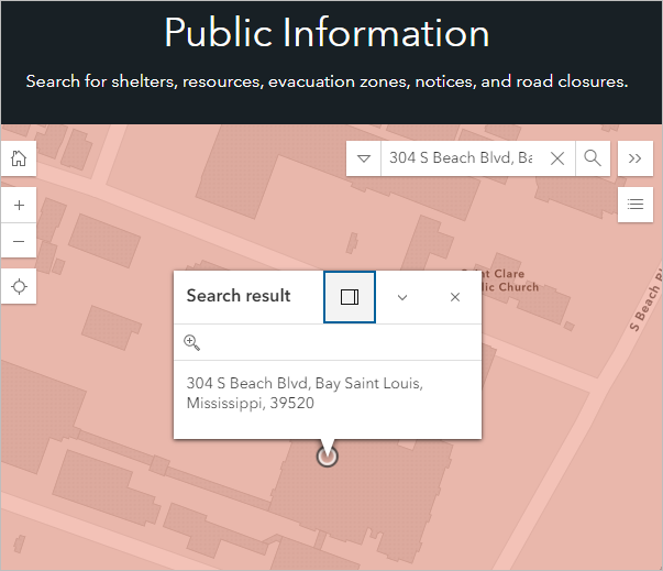 Local conditions at address on map