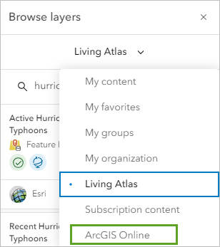 ArcGIS Online option