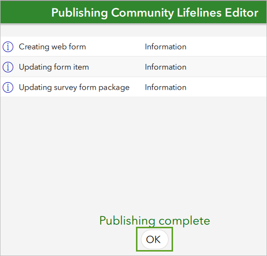 Publishing status pane