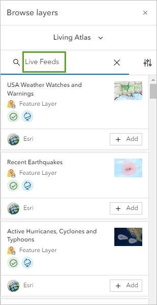 Live feeds featured in Living Atlas