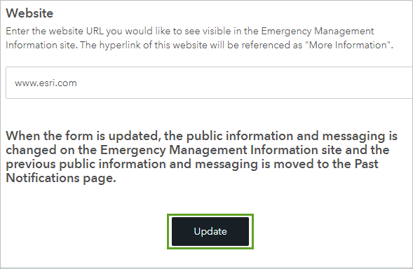 Update button for the Public Information Messages