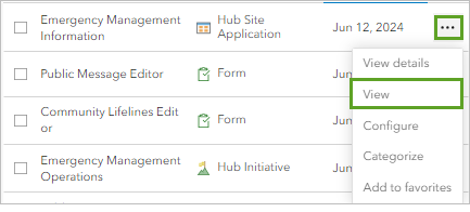 View option for the Hub site