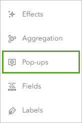 Pop-ups in the Settings toolbar