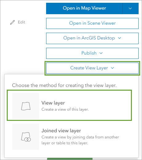 Create View Layer button