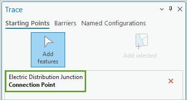 Starting point listed in the Trace Locations pane