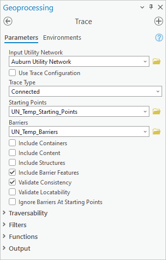 Trace tool parameters