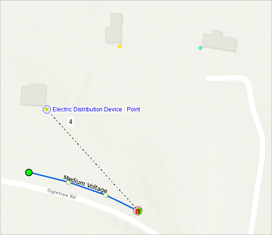 Connection line between the transformer and one of the service points