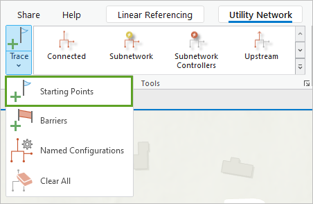 Starting Points in the Trace Locations menu