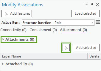 Add features button in the Attachments section