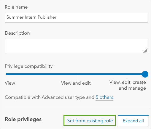 Set privileges from an existing role.