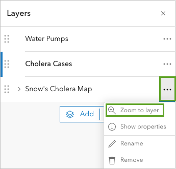 Zoom to layer choice for Snow's Cholera Map