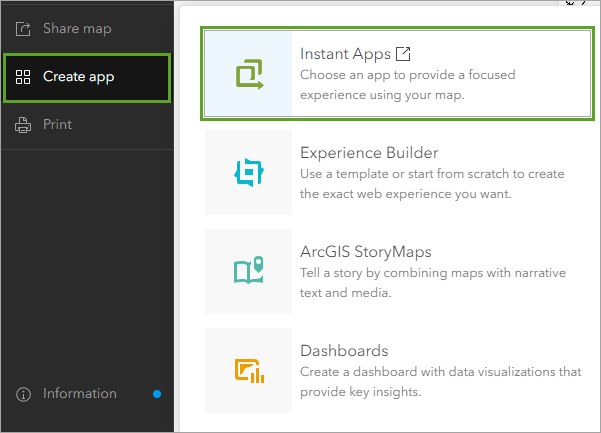 Instant Apps in the Create app options