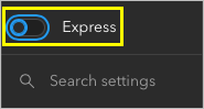 Express setting turned off in the vertical toolbar