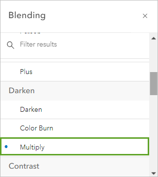 Multiply selected in the Blending window