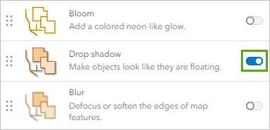 Drop shadow on in the Effects pane.