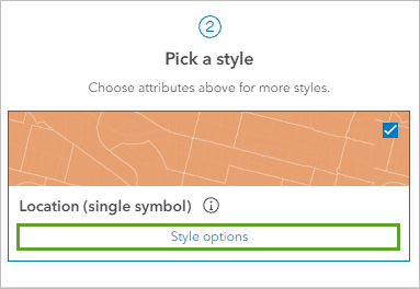Style options for Location (single symbol) under Pick a style in the Styles pane