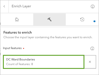Input features entered in the Enrich Layer pane.