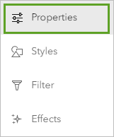 Properties on the Settings toolbar