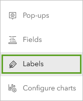 Labels on the Settings toolbar