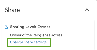 Change share settings link in the Share window