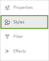 Styles on the Settings toolbar