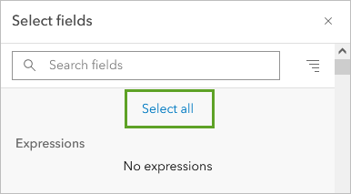 Select all in the Select fields window