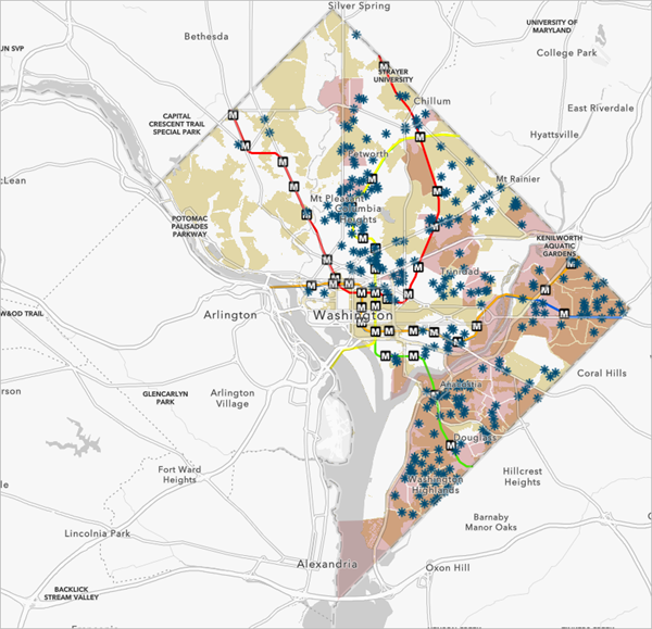 Emergency Food Providers layer filtered to D.C.