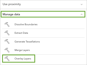 Overlay Layers tool in the Manage data section