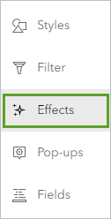 Effects on the Settings toolbar