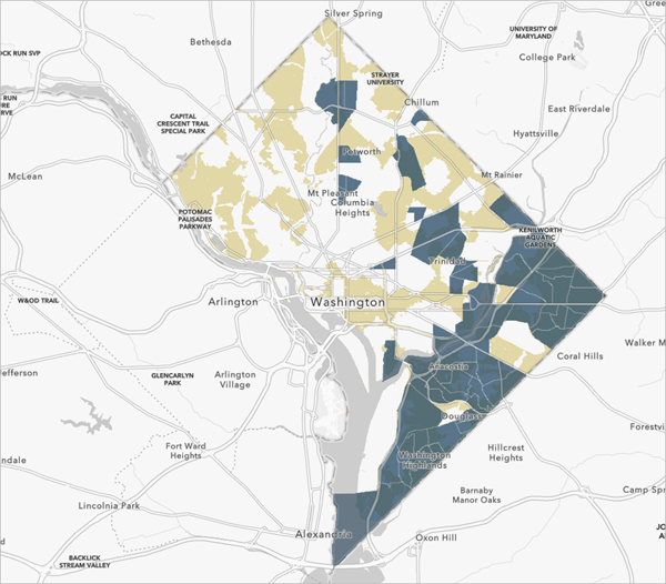 Justice40 Tracts layer filtered on the map.