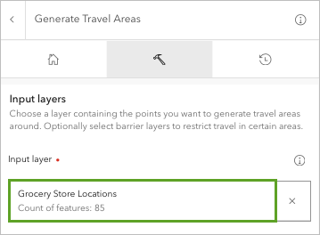 Grocery Store Locations selected for the Input layer.