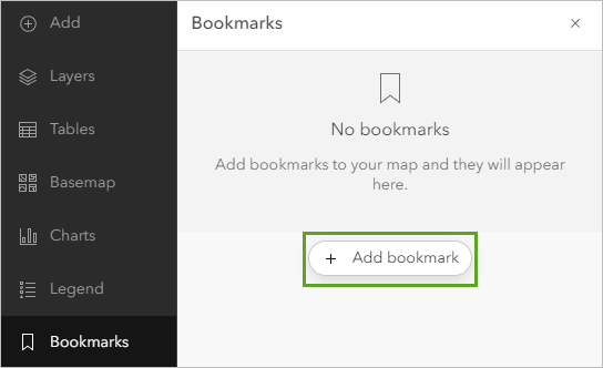 Add bookmark in the Bookmarks pane