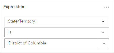 Expression set for filtering State/Territory is District of Columbia.